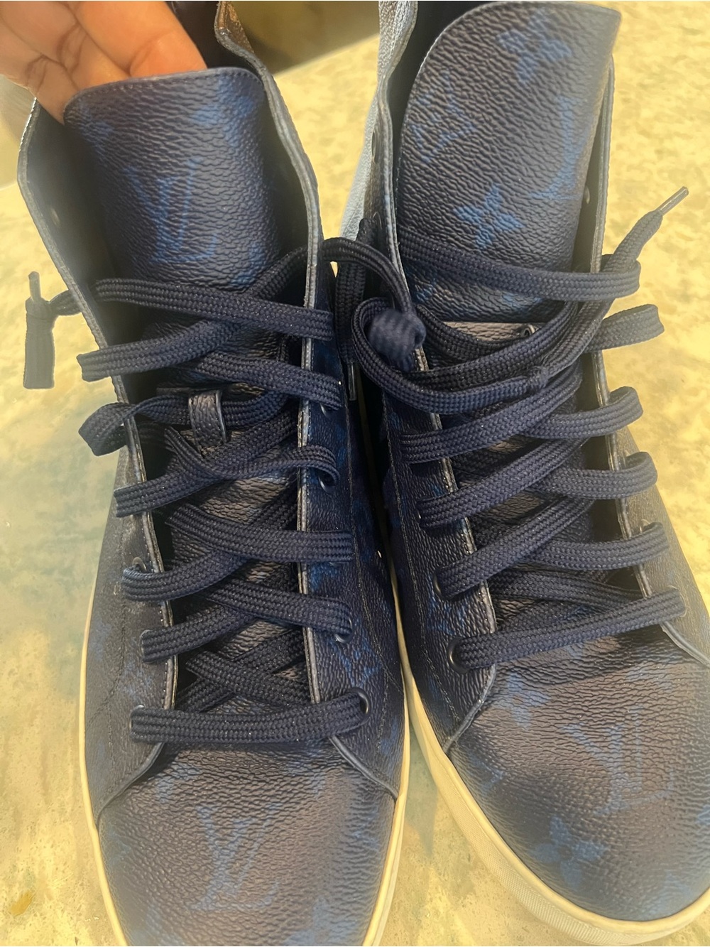 Louis Vuitton Men's Navy Blue High-Top Sneakers